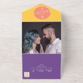 1つのはっきりした招待状に明るい結婚ピンク色の オールインワン招待状 (外側)