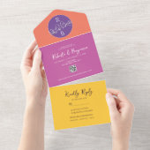 1つのはっきりした招待状に明るい結婚ピンク色の オールインワン招待状 (貼ってはがせる)