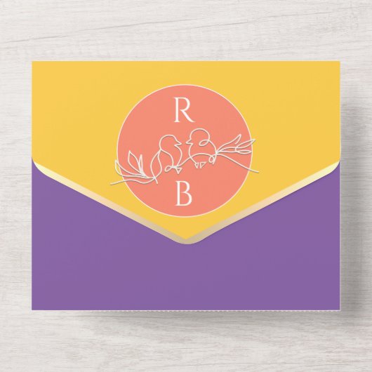 1つのはっきりした招待状に明るい結婚ピンク色の オールインワン招待状 (裏面)