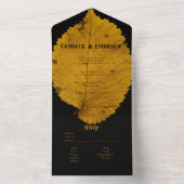 1つのはっきりした結婚式のすべての黄金の秋の葉を招待 オールインワン招待状 (内側)