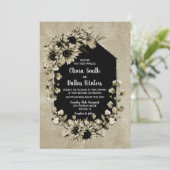 1つのひまわり素朴のフローラ結婚 招待状 (スタンド正面)