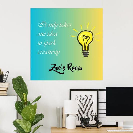 1つのアイディア(編集可能な名前)のみを取る ポスター (ホームオフィス)