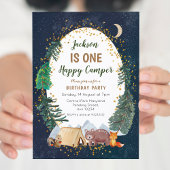 1つのアドベンチャーキャンパーの最初の誕生日の招待 招待状