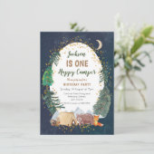 1つのアドベンチャーキャンパーの最初の誕生日の招待 招待状 (スタンド正面)