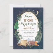 1つのアドベンチャーキャンパーの最初の誕生日の招待 招待状 (正面)