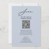 1つのエレガントな結婚式でほこりっぽいブルーQRコード 招待状 (裏面)