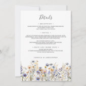 1つのエレガントな結婚式でほこりっぽい青いワイルドフラワー 招待状 (裏面)