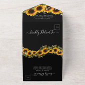 1つのエレガント結婚式でのひまわり オールインワン招待状 (外側)