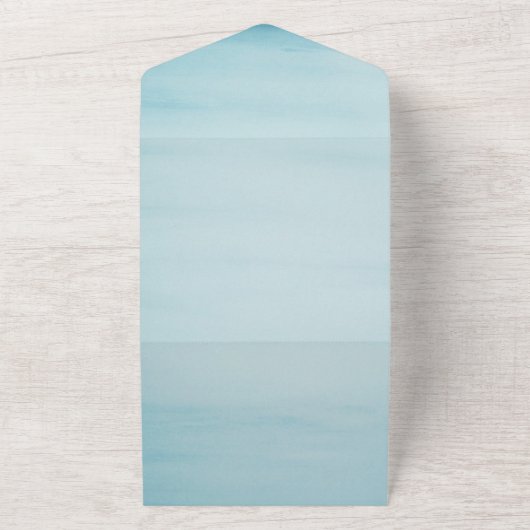 1つのエレガント結婚式でほこりっぽい青空を招待 オールインワン招待状 (外側)