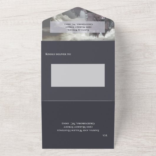 1つのエレガント結婚式でゴシックのフローラをすべて招待 オールインワン招待状 (外側)