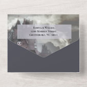 1つのエレガント結婚式でゴシックのフローラをすべて招待 オールインワン招待状 (裏面)