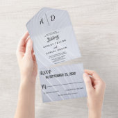 1つのエレガント結婚式でシルバーシック オールインワン招待状 (貼ってはがせる)