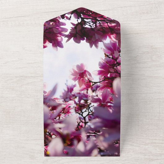 1つのエレガント結婚式でフローラをすべて花開く オールインワン招待状 (外側)