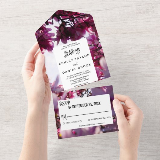 1つのエレガント結婚式でフローラをすべて花開く オールインワン招待状 (貼ってはがせる)