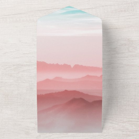 1つのエレガント結婚式で屋外の山すべて招待 オールインワン招待状 (外側)