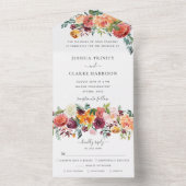 1つのエレガント結婚式で秋のフローラを招待 オールインワン招待状 (内側)