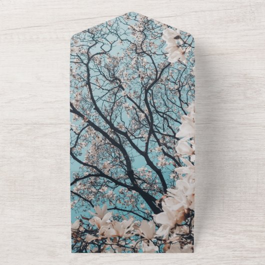 1つのエレガント結婚式で緑のフローラをすべて招待 オールインワン招待状 (外側)