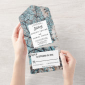 1つのエレガント結婚式で緑のフローラをすべて招待 オールインワン招待状 (貼ってはがせる)