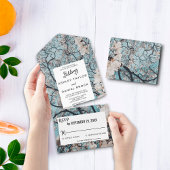 1つのエレガント結婚式で緑のフローラをすべて招待 オールインワン招待状