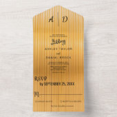 1つのエレガント結婚式の招待で上品なシックな金ゴールドすべて オールインワン招待状 (内側)