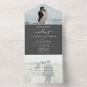 1つのエレガント結婚式招待状でグレー表示 オールインワン招待状 (内側)