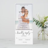 1つのエレガント結婚式招待状で写真をすべてスクリプト化 招待状 (スタンド正面)