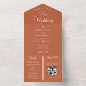 1つのエレガント結婚式招待状で燃えたオレンジ オールインワン招待状 (内側)