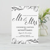 1つのエレガント結婚式招待状内のすべて |黒 招待状 (スタンド正面)