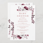 1つのエレガント赤ちゃんシャワーでピンクの国フローラ 招待状 (正面/裏面)