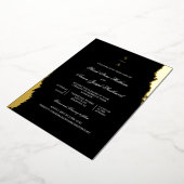 1つのエレガント金ゴールドにモノグラム結婚 箔招待状 (回転した状態)