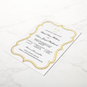 1つのエレガント金ゴールドにモノグラム結婚 箔招待状 (回転した状態)