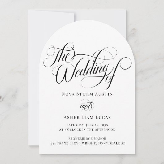 1つのエレガントQRコードアーチに分類さ結婚れる 招待状 (正面)