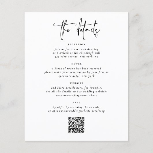 1つのエレガントQRコード3の写真で予算を全て結婚削減 (裏面)