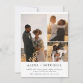 1つのエレガントQRコード3の写真に黒い全結婚体 招待状 (正面)