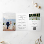 1つのエレガントQRコー結婚ドに黄色のフローラがすべて含まれる 三つ折り招待状 (内部)