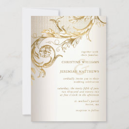 1つのエレガントRSVP内の金ゴールドフローラの全結婚停止 招待状