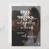 1つのカジュアルQR RSVP結婚式招待状内の写真 招待状 (正面)