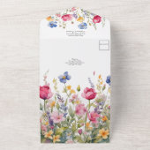 1つのカラフル結婚式でワイルドフラワーを招待 オールインワン招待状 (外側)