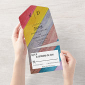 1つのカラフル結婚式で素朴な木を招待 オールインワン招待状 (貼ってはがせる)