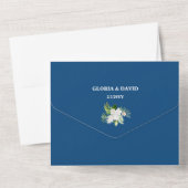 1つのクラシック招待状で青フローラのQRコードをすべて表示 オールインワン招待状 (裏面)