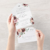 1つのクラシックInvで赤面バラとPeonyすべて オールインワン招待状 (貼ってはがせる)