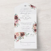 1つのクラシックInvで赤面バラとPeonyすべて オールインワン招待状 (内側)