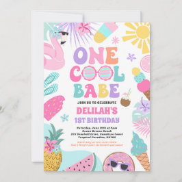 1つのクールバベトロピカルサマー1st誕生日パーティー 招待状