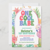 1つのクールバベトロピカルサマー1st誕生日パーティー 招待状 (正面)
