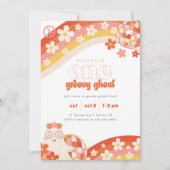 1つのグルーヴィグール | レトロ不気味ガールズ1歳の誕生日 招待状 (正面)