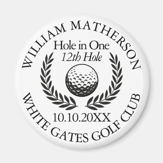 1つのゴルフボールに穴を開けるリース パーソナライズされた マグネット (正面)