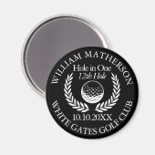 1つのゴルフボールの穴とリース白黒 マグネット (正面/裏面)