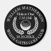 1つのゴルフボールの穴とリース白黒 マグネット (正面)