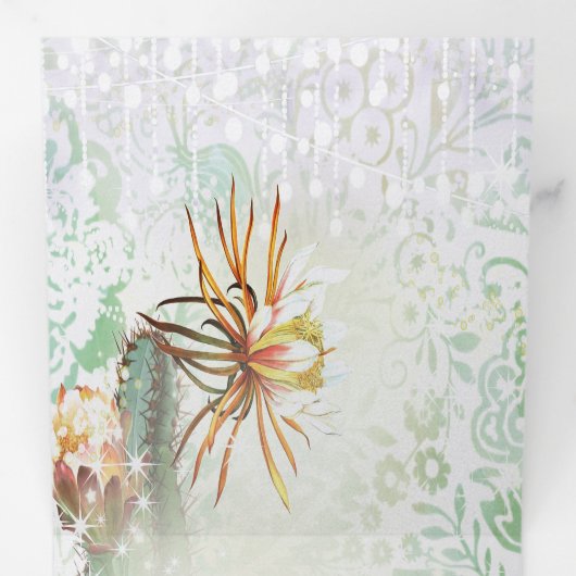 1つのサボテンの多肉性結婚式招待状で 三つ折り招待状 (内部最初)