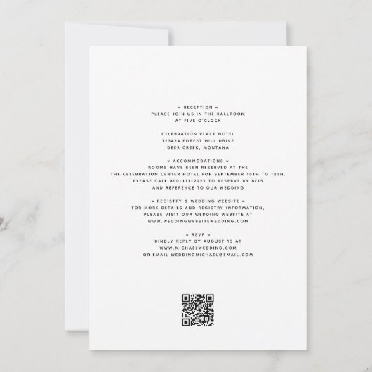 1つのシックな書道ですべてを予算結婚化する 招待状 (裏面)